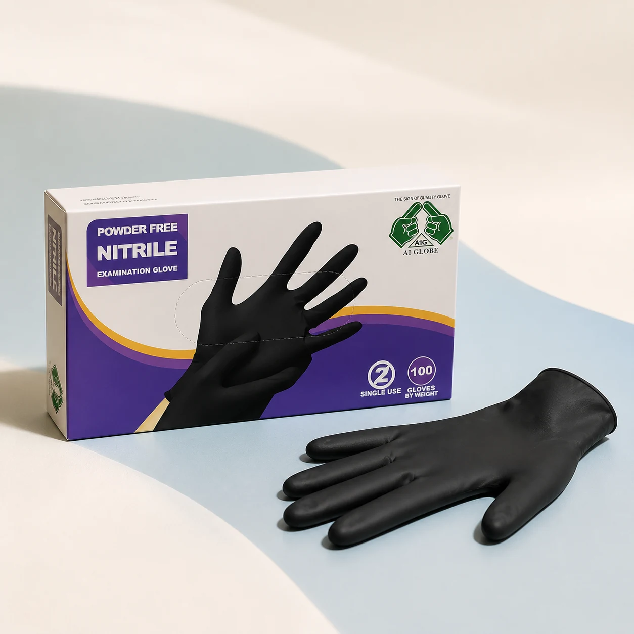 Powder-Free Nitrile Examination Gloves - Black - L - A1 Globe · Malaysia