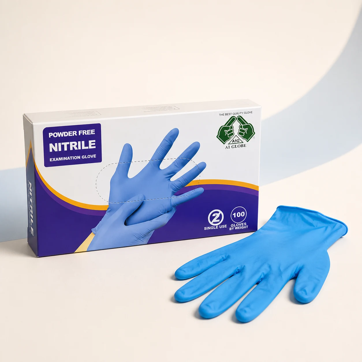 Powder-Free Nitrile Examination Gloves - Blue - L - A1 Globe · Malaysia