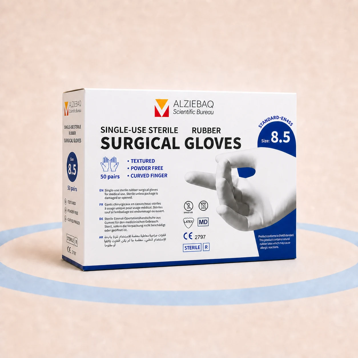 Sterile Powder-Free Surgical Gloves - Size 8.5 - ALZIEBAQ